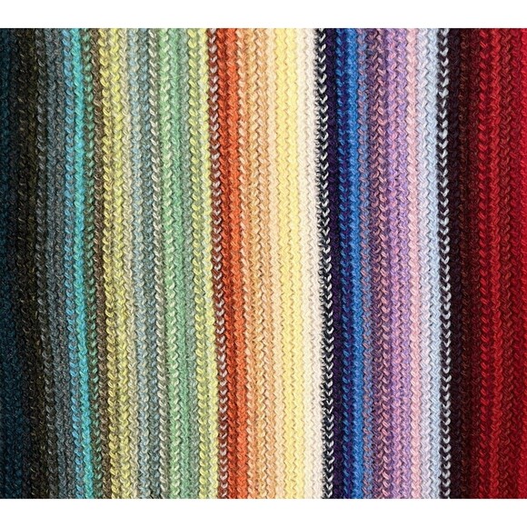 Vintage WILLIAM BRUNTON‎ HandKnit Scotland One Love Rainbow Scarf 100% Lambswool - Picture 3 of 6